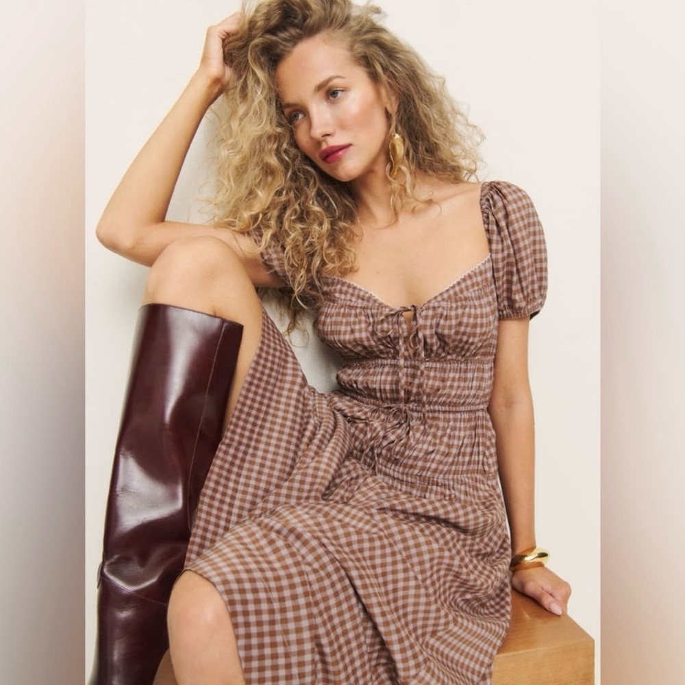 Reformation Rhett Dress in Audrie Check